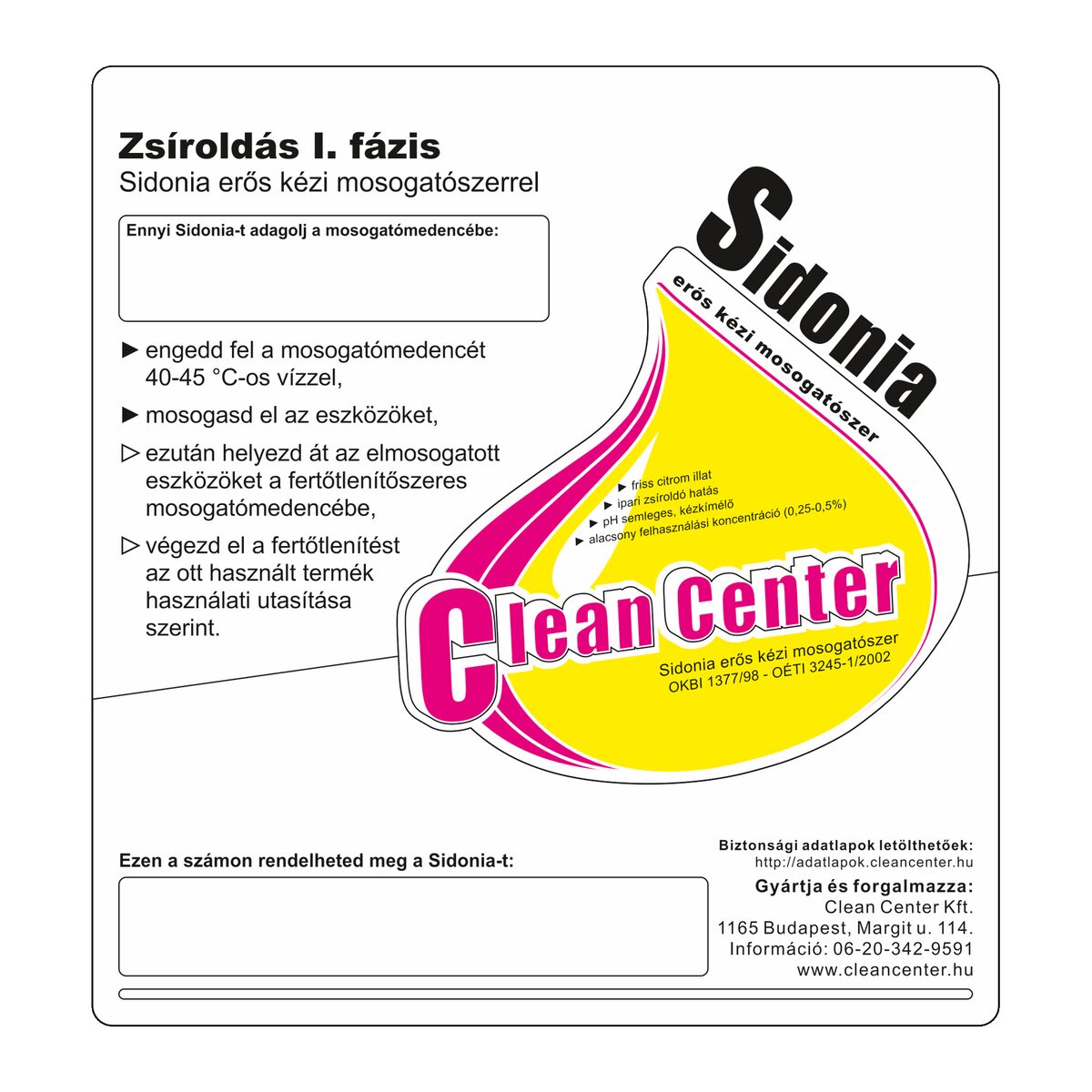 Sidonia-strong I. fázis kísérőmatrica