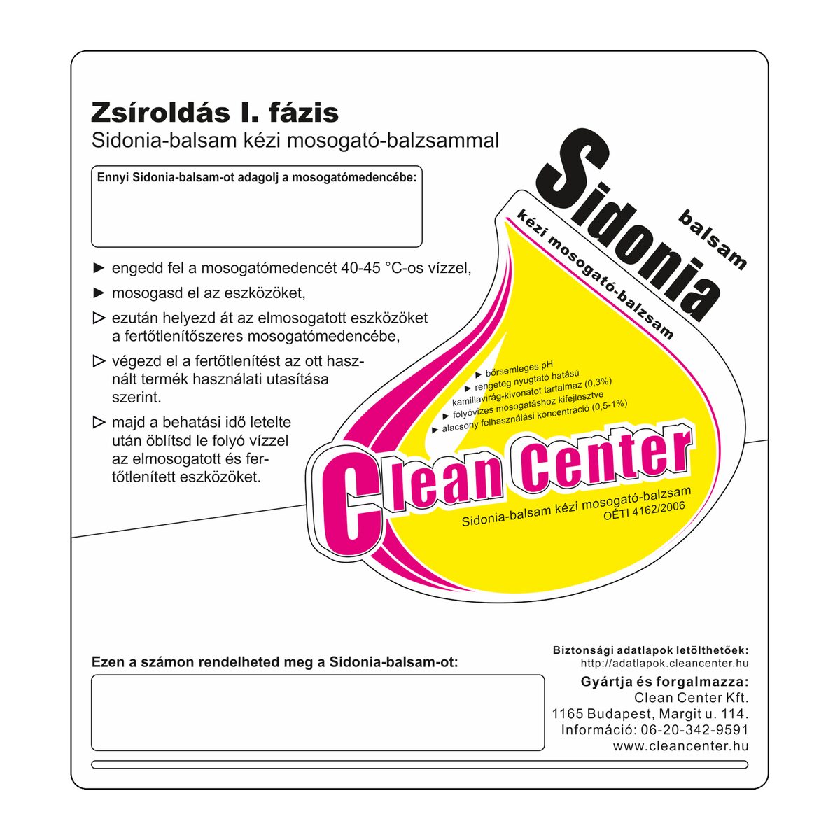 Sidonia-balsam I. fázis kísérőmatrica