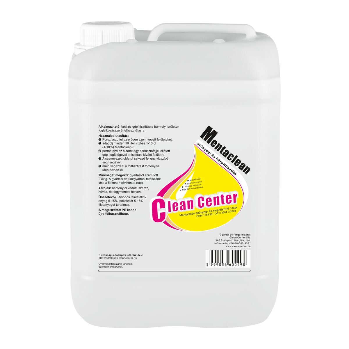 Mentaclean szőnyeg- és kárpittisztító 5 liter